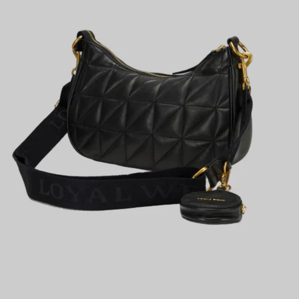Loyal West Brand Joe Leather Quilted White or Black Quilted Shoulder Bag - Picture 5 of 8